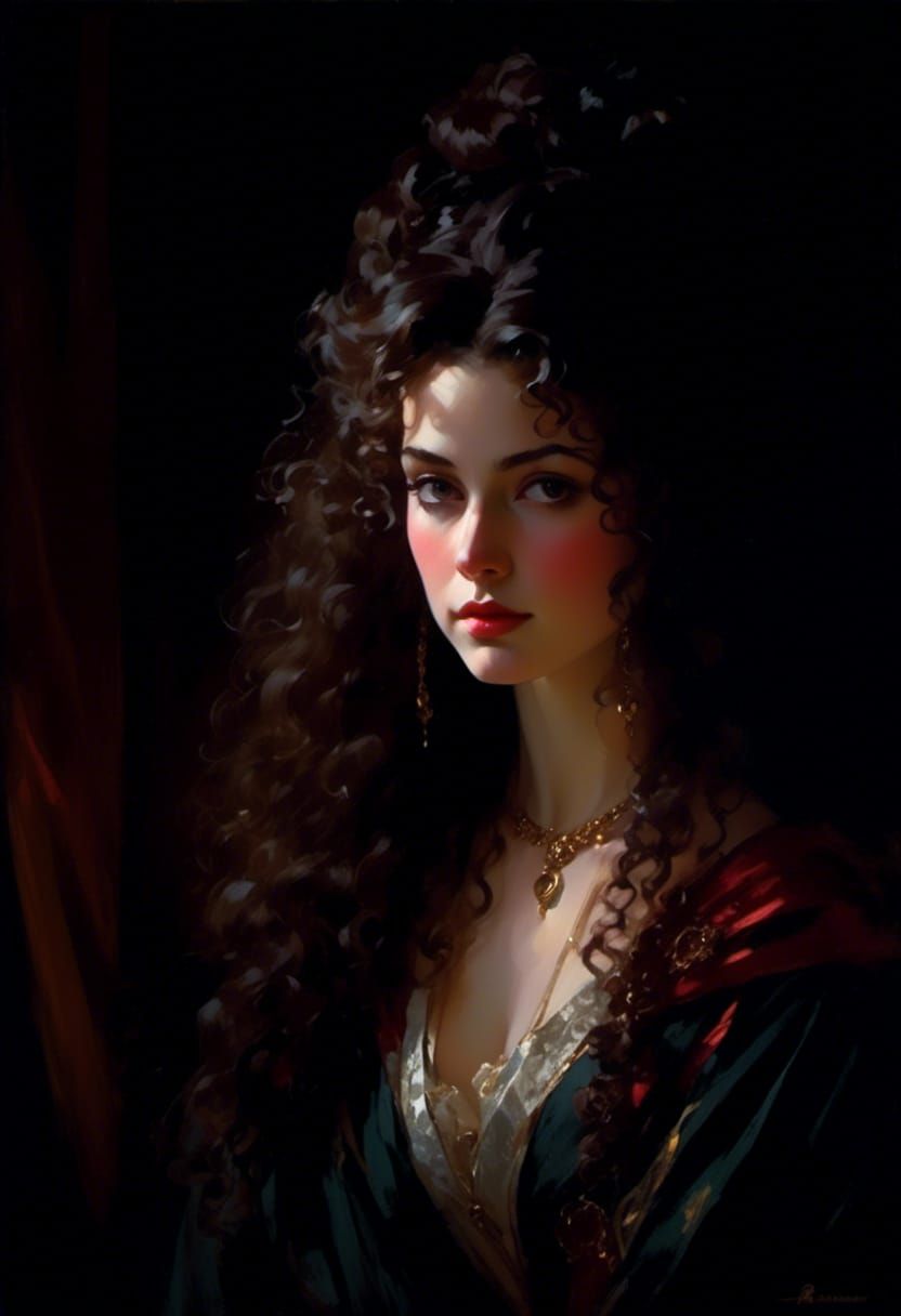 Victorian Queen Portrait in Dreamy Vignette Style