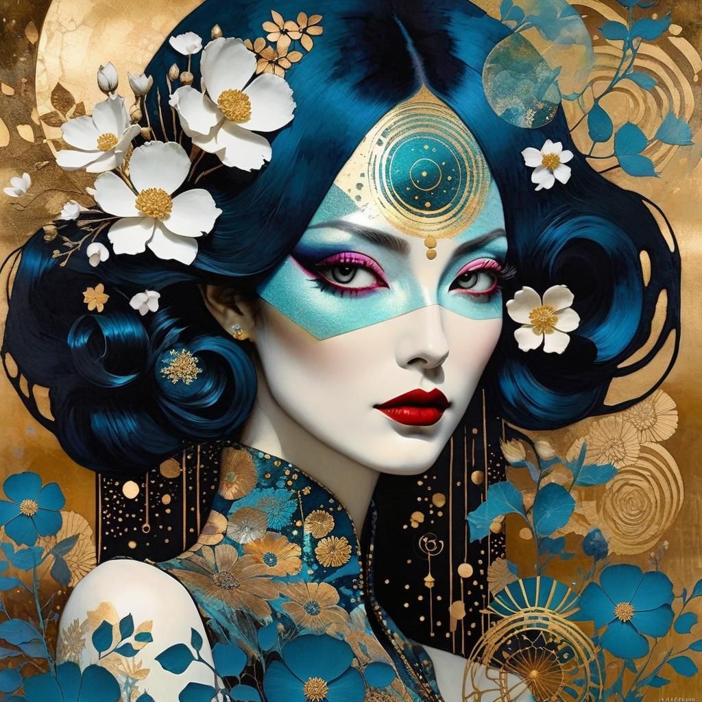 Galactic Vampire in Mixed Media Collage