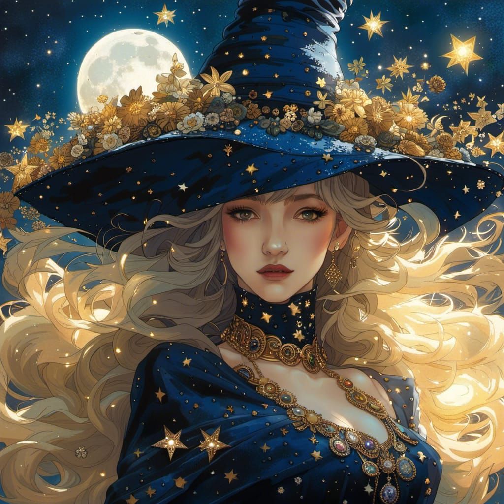 Magic Moon Witch Portrait in Hyperrealism