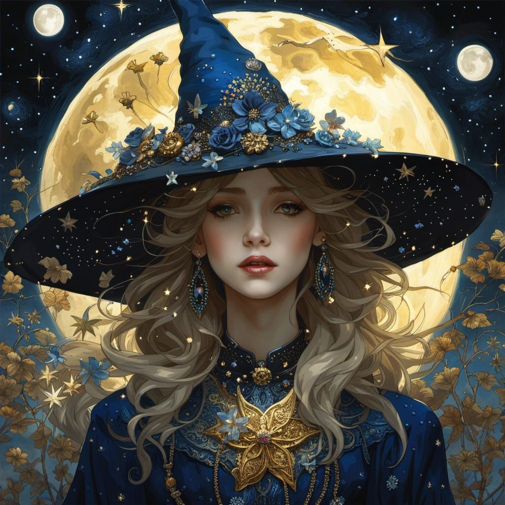 Magic Moon Witch Portrait in Hyperrealism