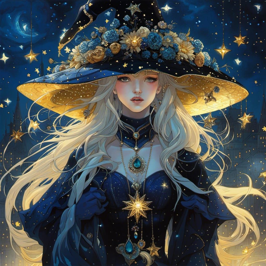 Magic Moon Witch Portrait in Hyperrealism Style