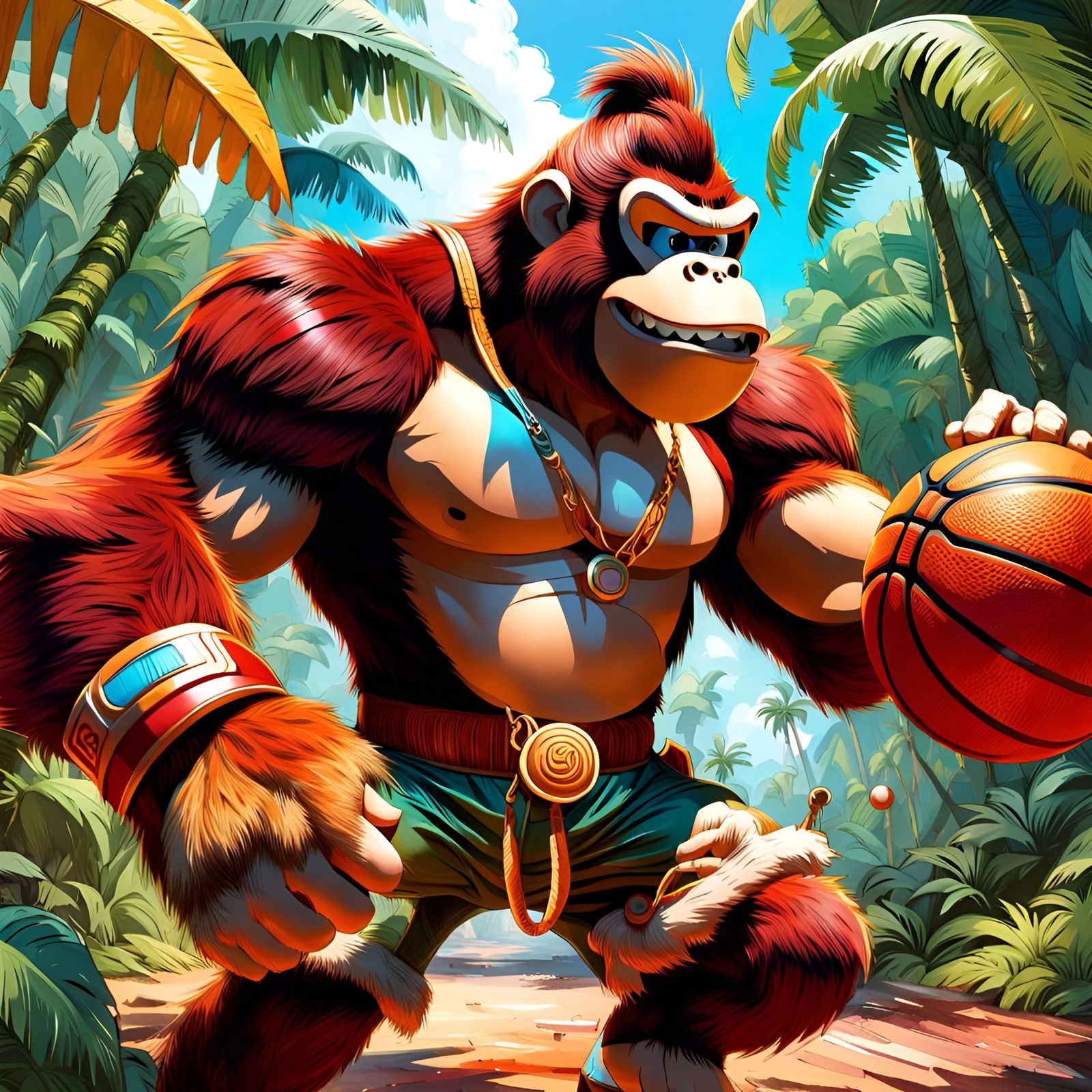 Donkey Kong Plays Basketball: Digital Portrait