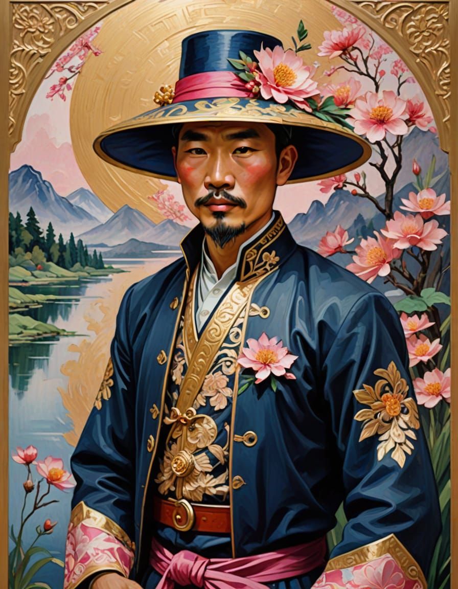 Art Nouveau Portrait on a Postage Stamp