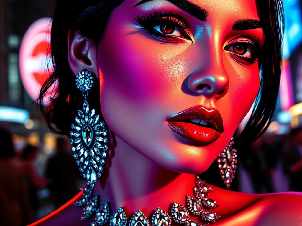 Glamorous Pop Art Woman with Diamonds