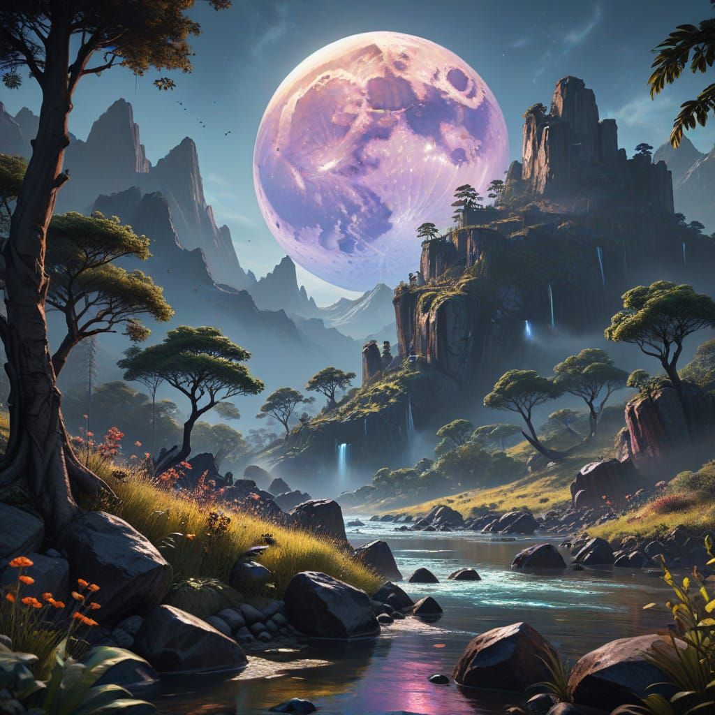 Dreamy Summer Sunset in Vibrant, Surreal Colors