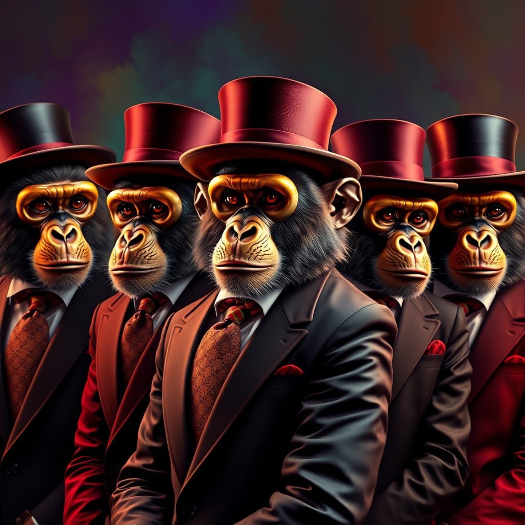 Monkeys in Gucci Suits: Hyperrealistic Splash Art