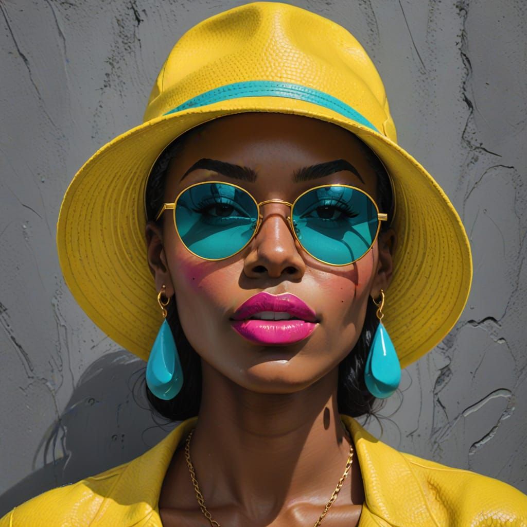 Hyperrealistic Black Woman in Vibrant Attire