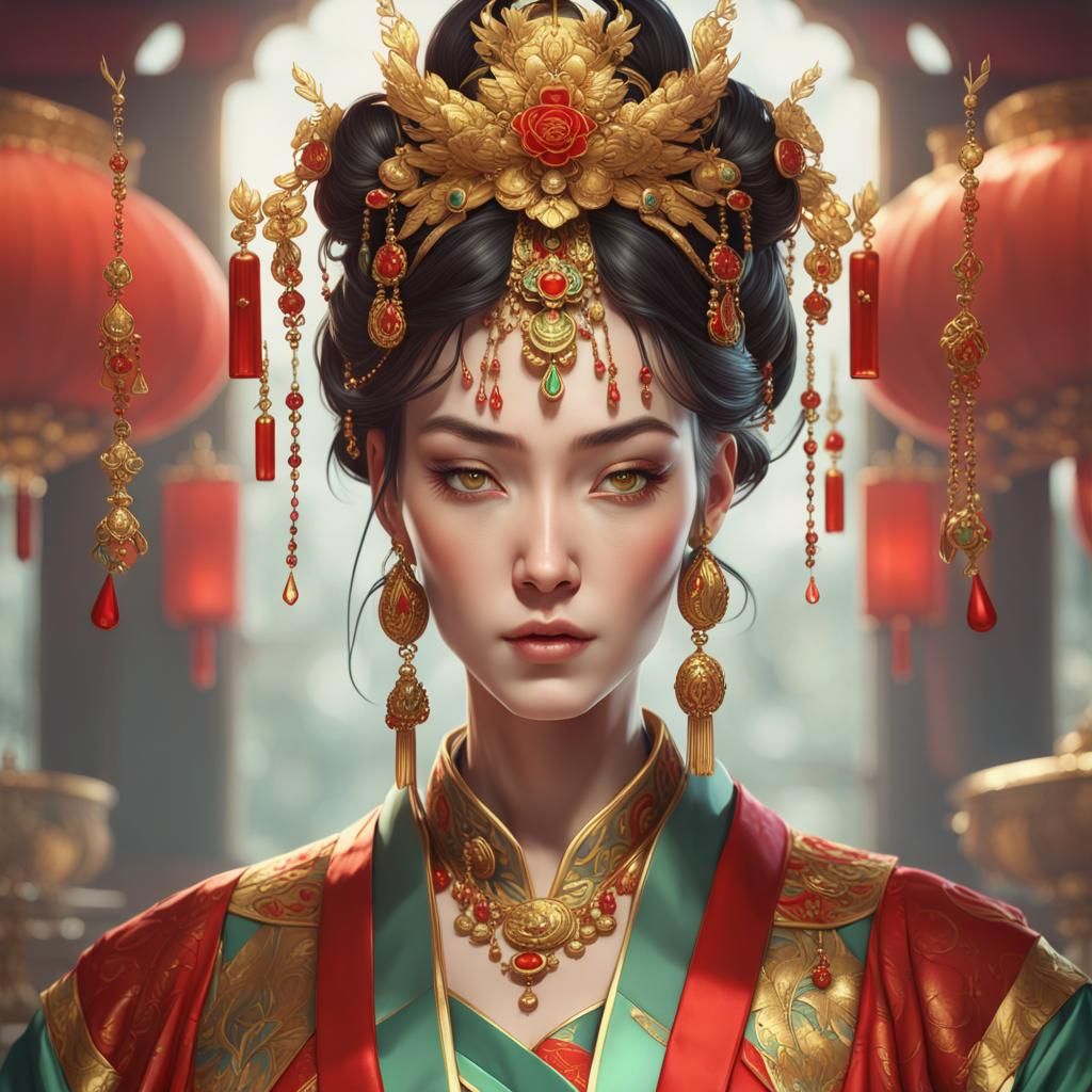 Empress of China Portrait in Opulent Detail