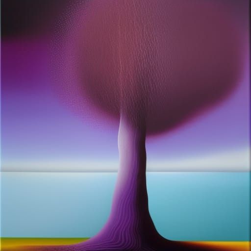 Surreal Purple Tree Storm: A Matte Surrealist Canvas