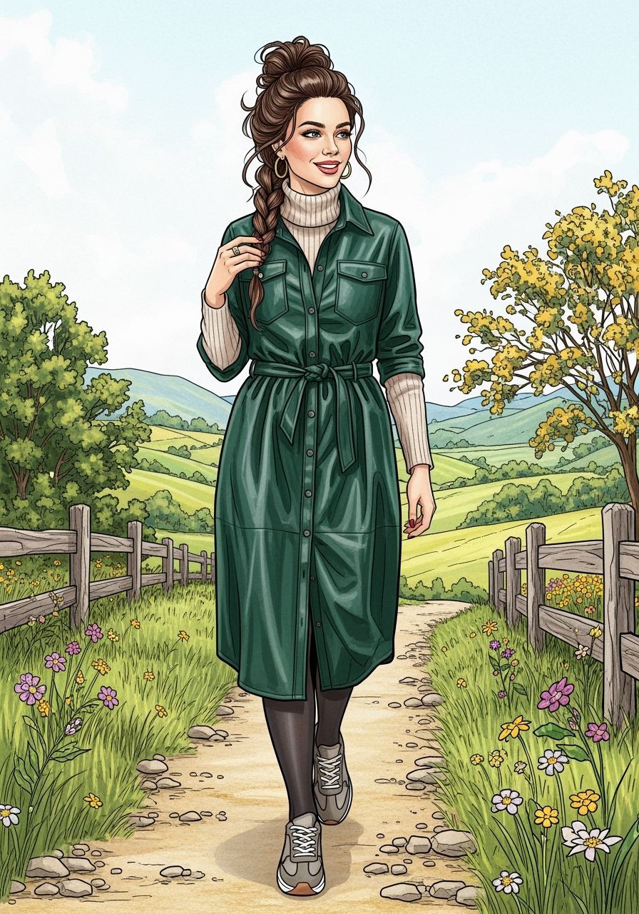 Elegant Woman in English Landscape: Art Nouveau Style