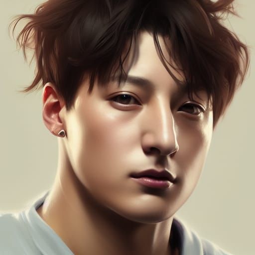 Hyperdetailed Portrait of Jungkook by Rutkowski, Artgerm, an...
