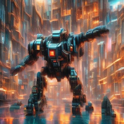 Futuristic Mecha in Bokeh Anime Style