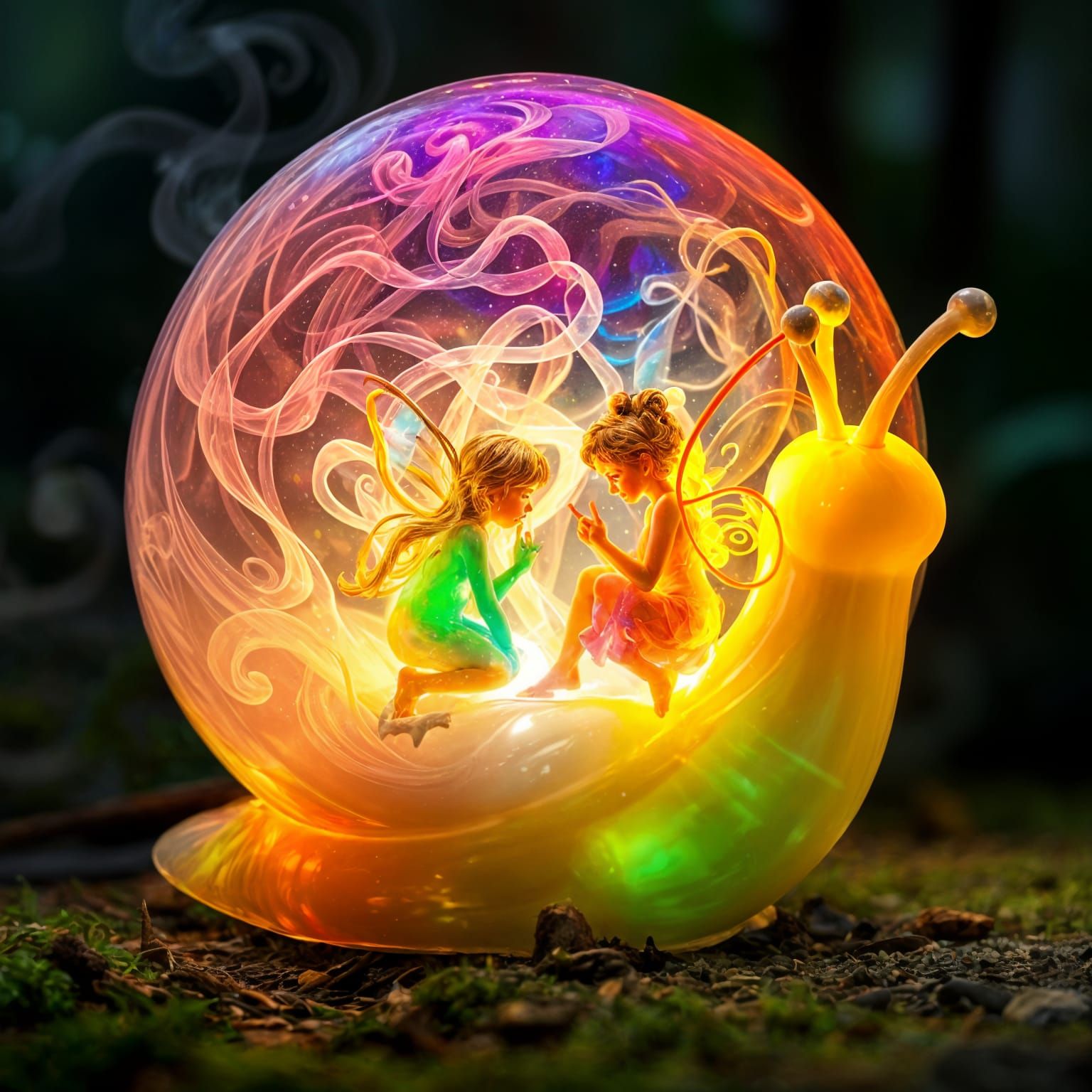 Rainbow Snail Lamp in Graffiti Art Style