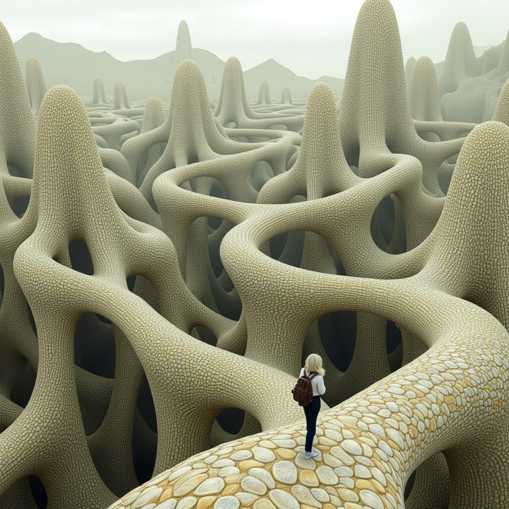Surreal Landscape with Intricate Fractals and Escher-Inspire...