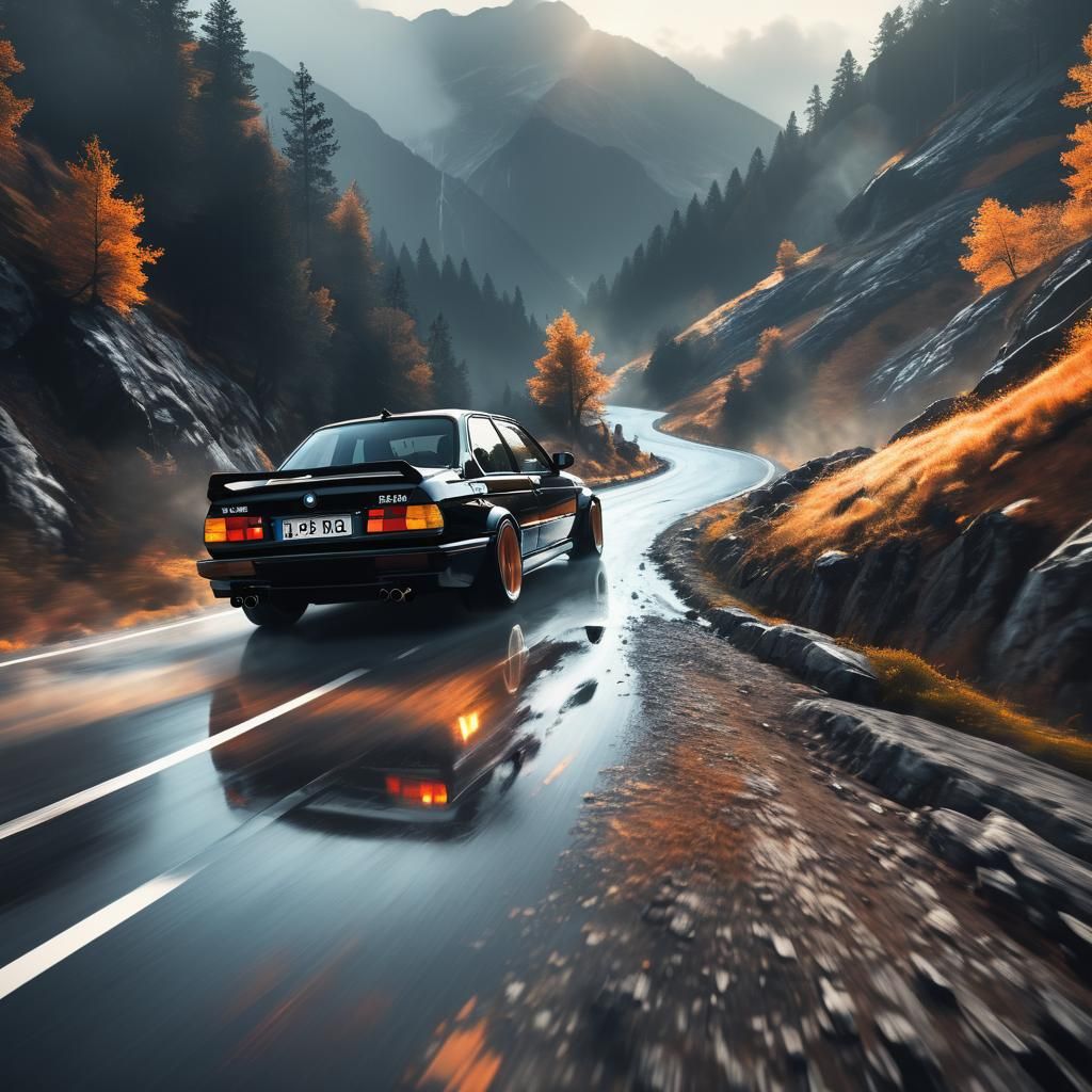 Black BMW E30 M3 Concept Art in 4K
