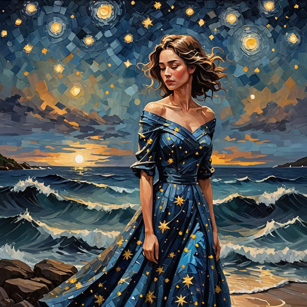 Starry Night Lady on a Starry Night Island