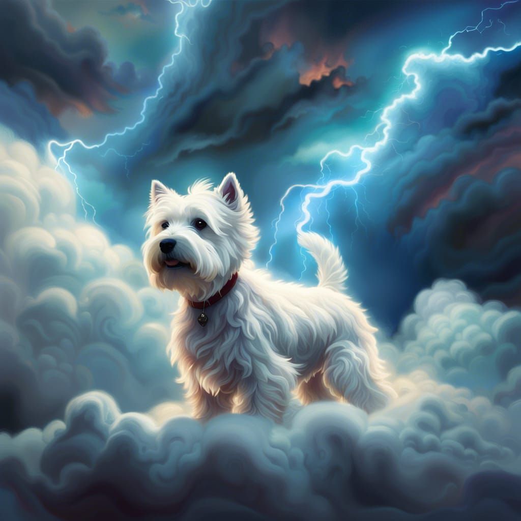 Cloud Dog Spirit in a Fantasy Landscape