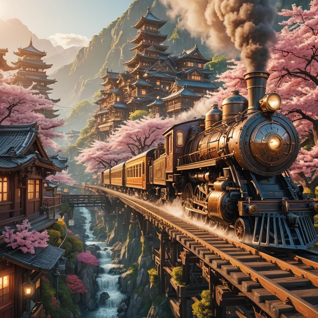Steampunk Train Travels Through Steampunk Japan