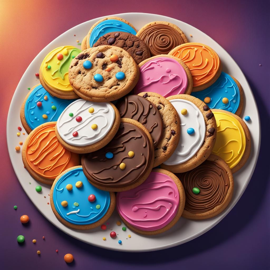 Delicious Cookies Platter in Splash Art Style