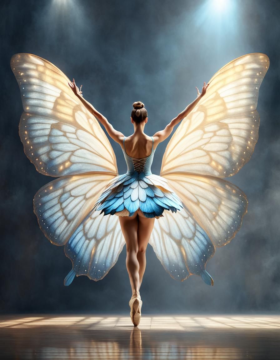 Butterfly Ballerina Dance: Hyperrealistic Fine Art