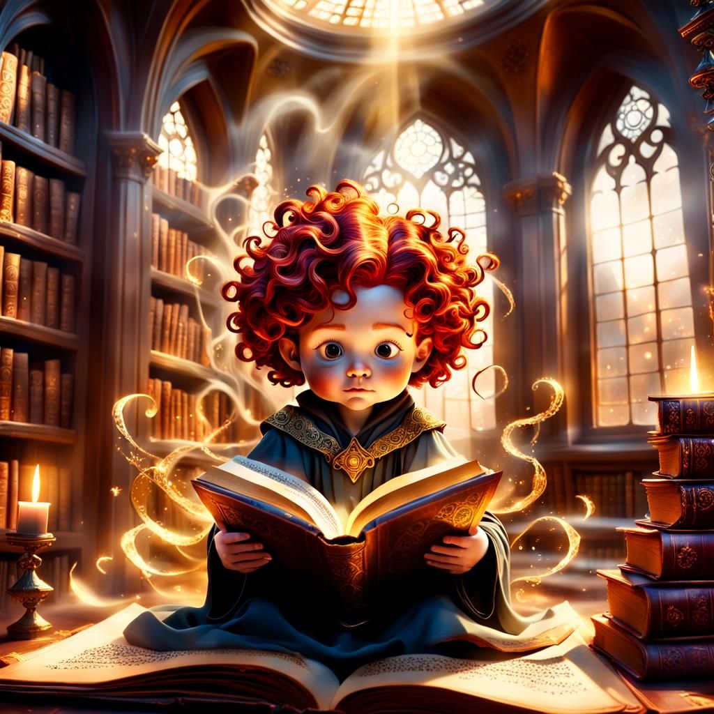 Whimsical Wizard Baby Reads Book of Gold