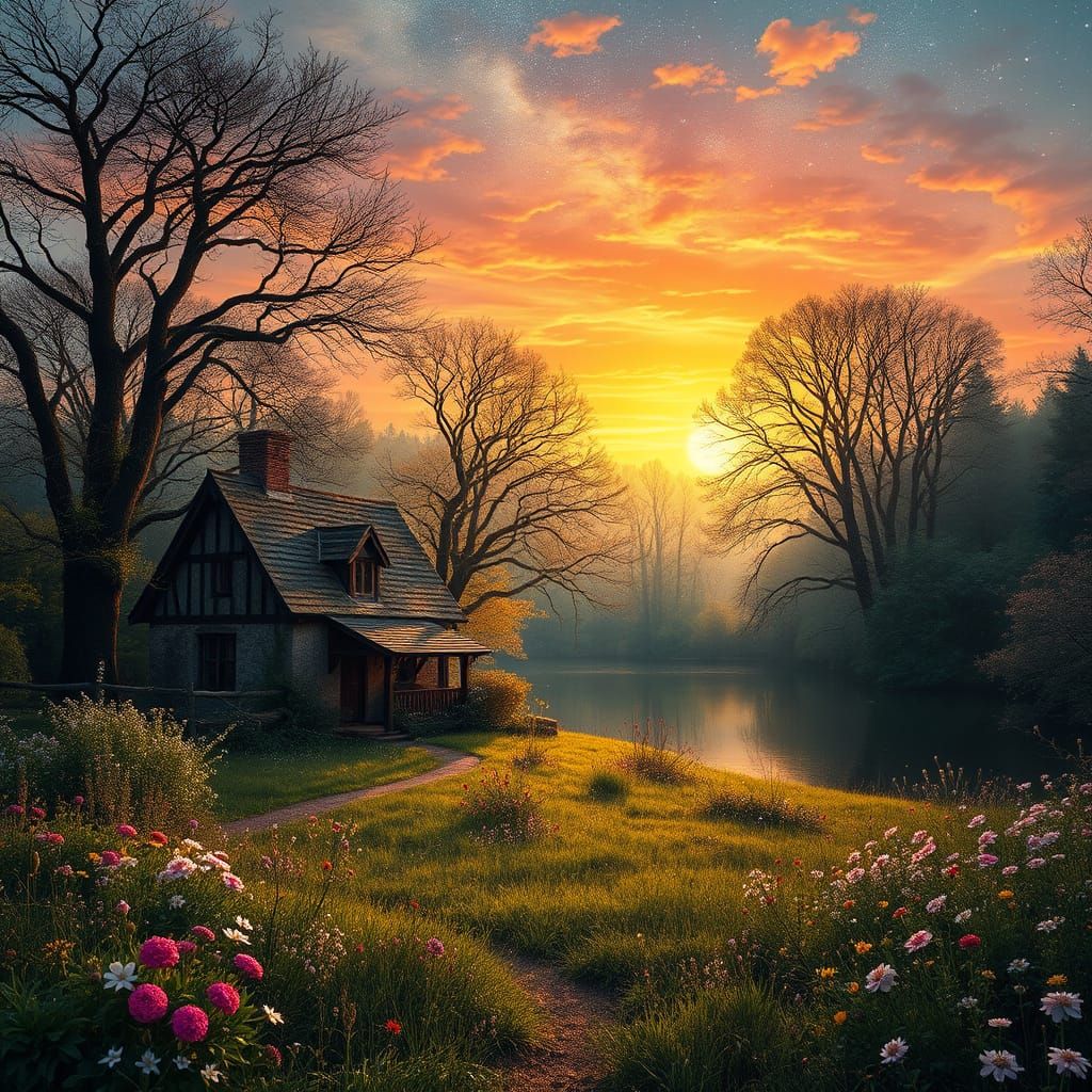 Enchanted Spring Garden in a John Constable-Inspired Masterp...