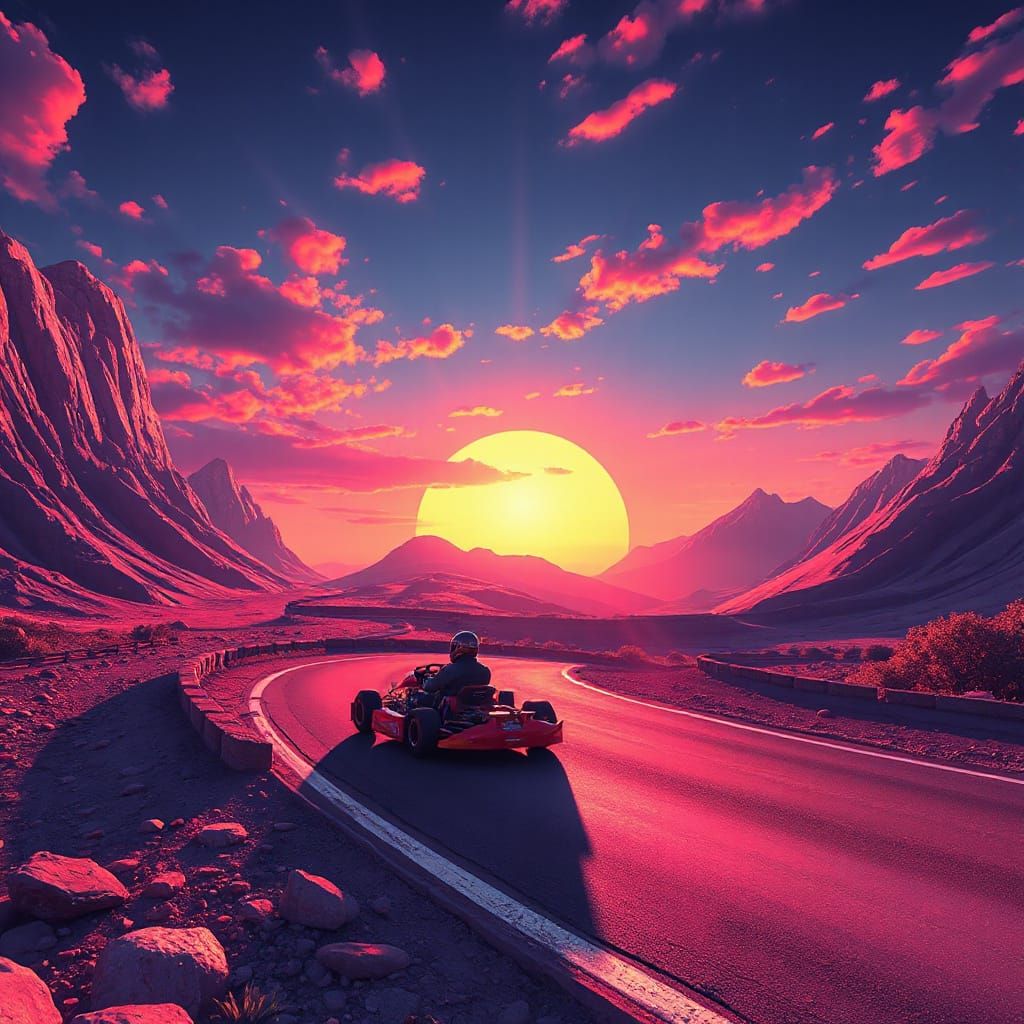 Heart-Shaped Kart Track at Sunset: Mead, Thorp, Loish