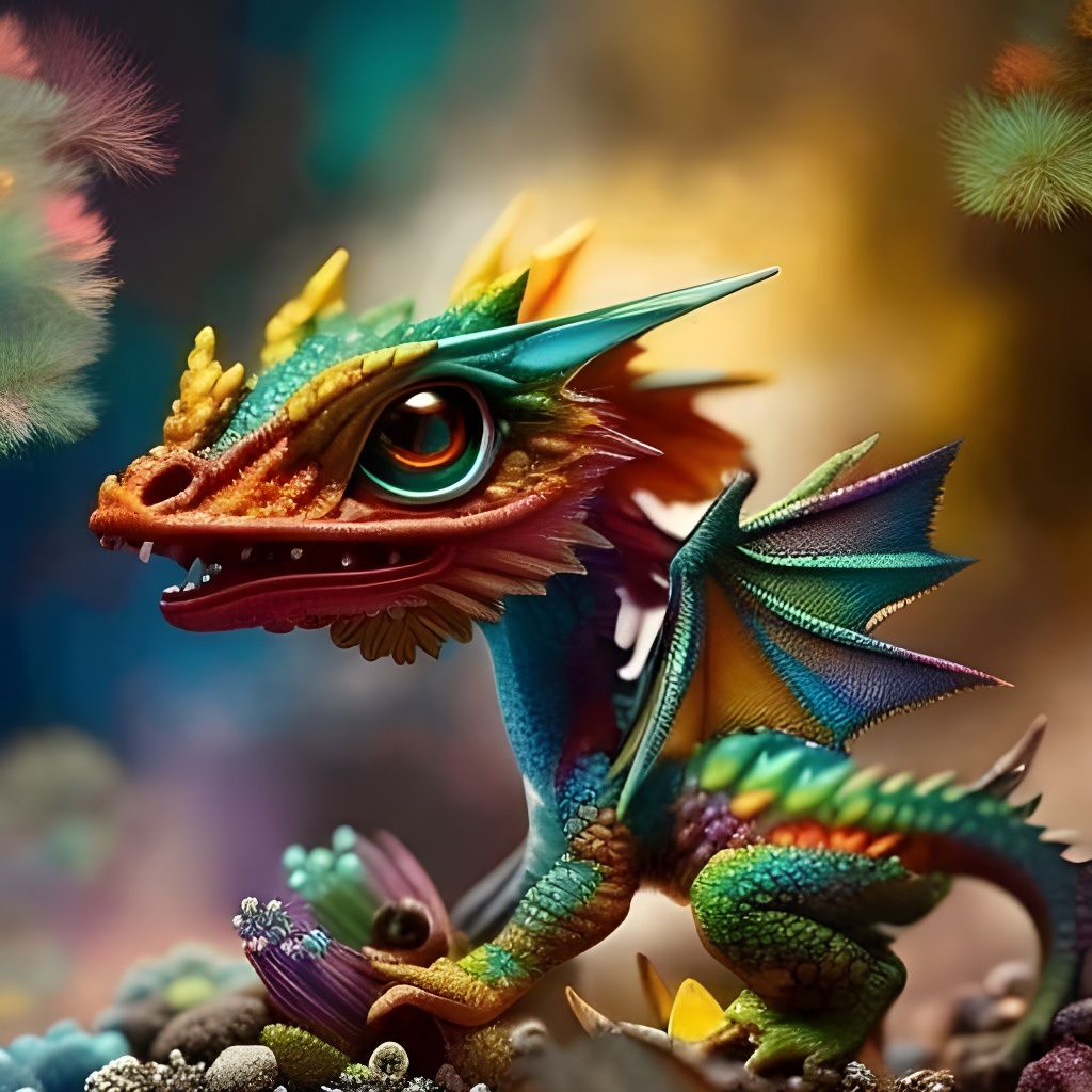 Adorable Dragon Hatchling, Fantasycore Digital Art