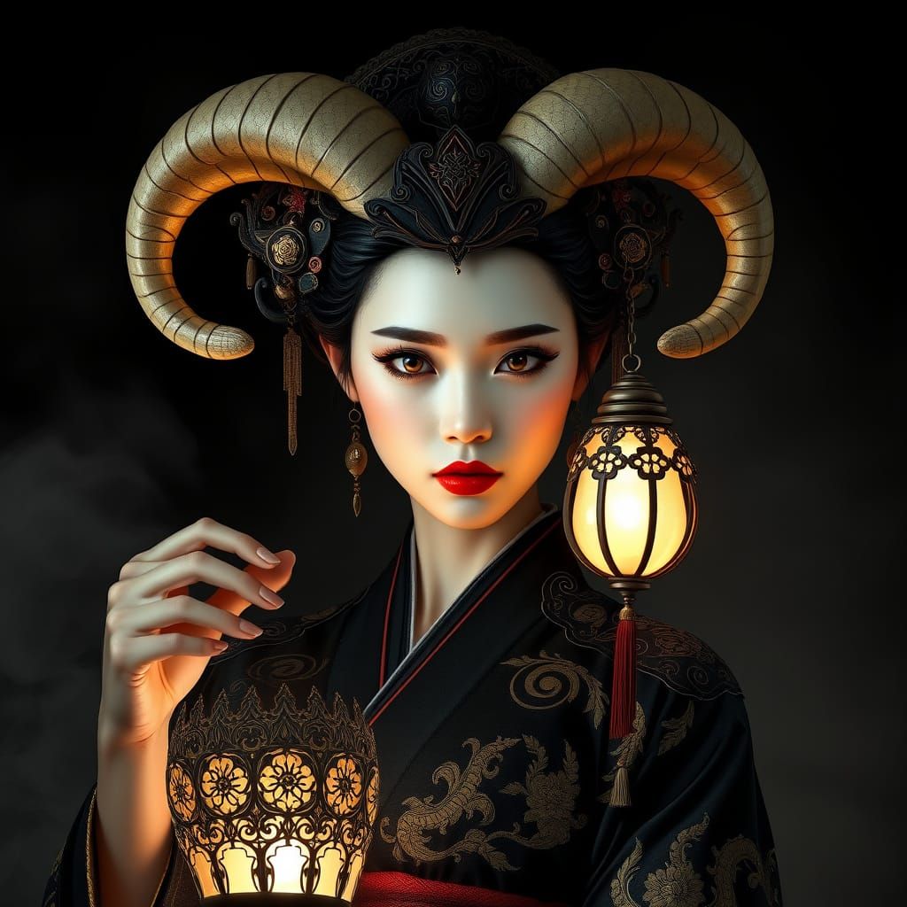 Regal Fantasy Goddess in Dark, Gothic Splendor