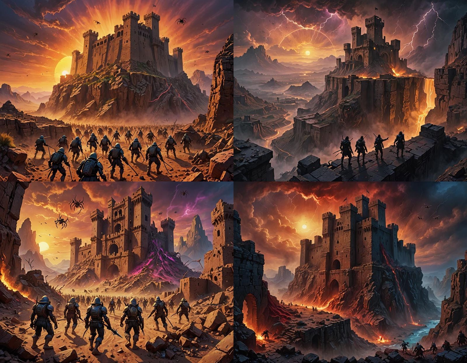 Ruined Fortress Under Siege in Dust Storm