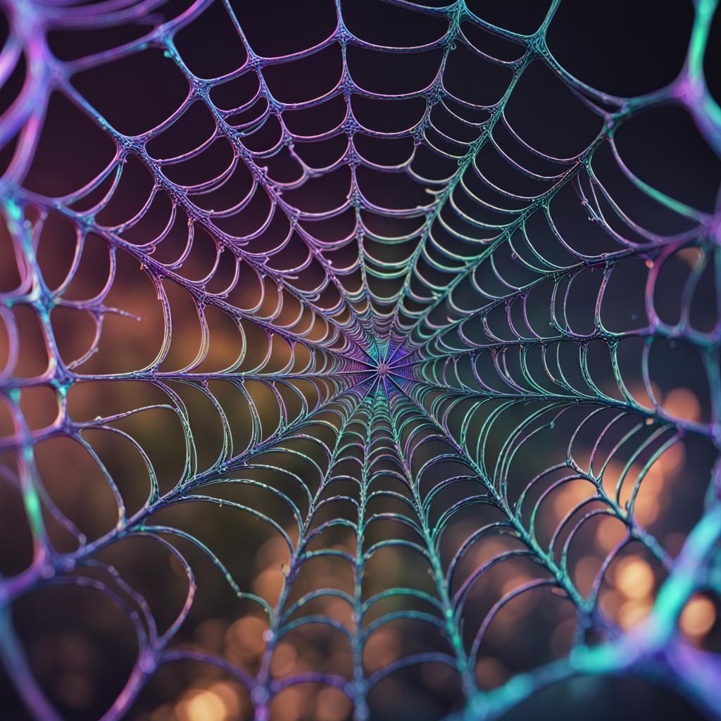Hexahedral Iridescent Spiderweb: Detailed Matte Painting