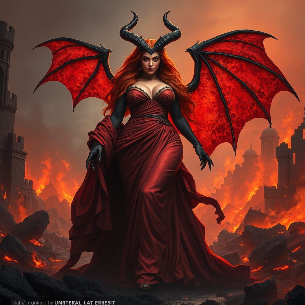 Sultry Infernal Duchess in Fiery Ruins