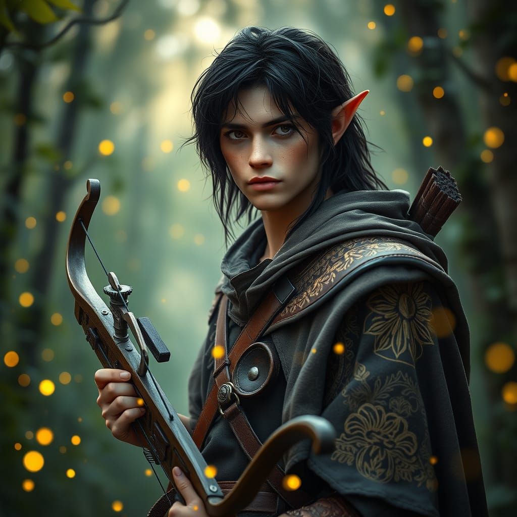Wood Elf in Forest, Hyperrealistic 8k Style