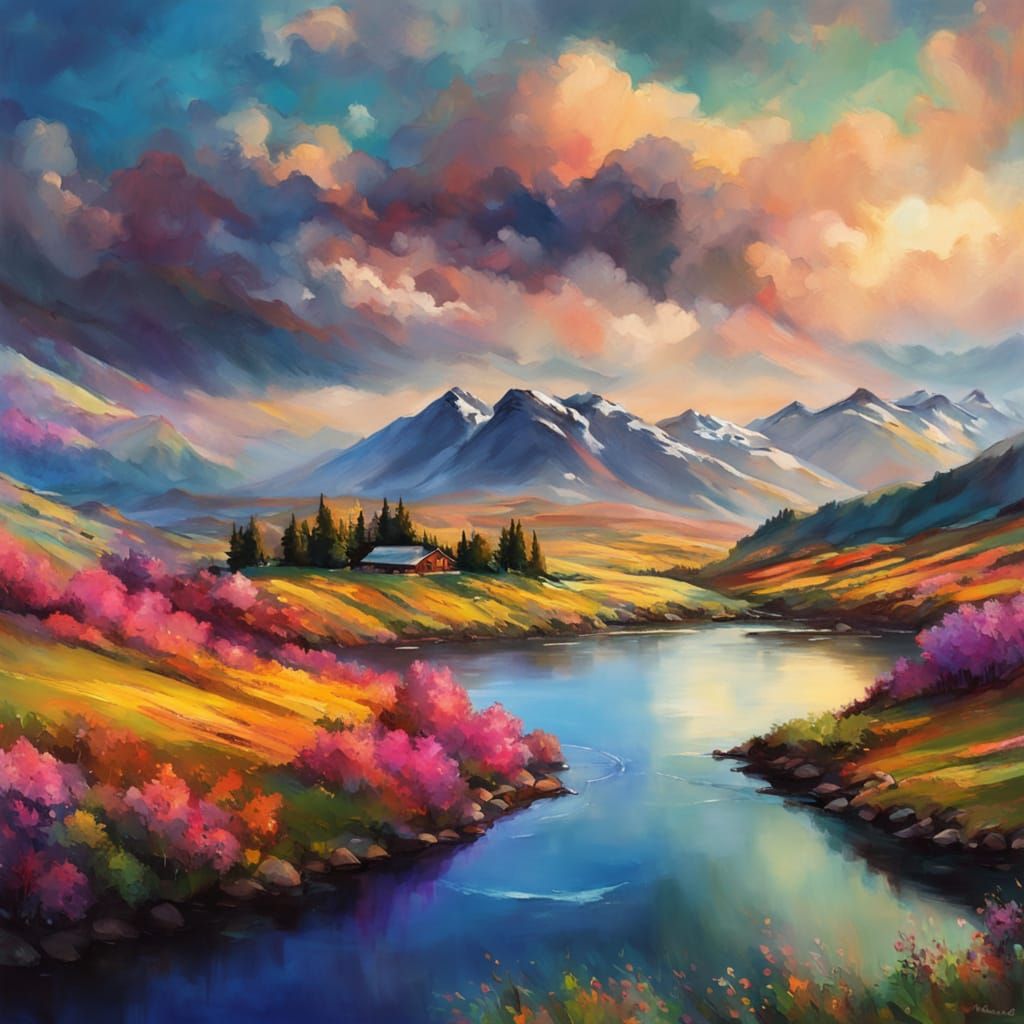 Ethereal Fjord Landscape in Soft Impressionist Brushstrokes