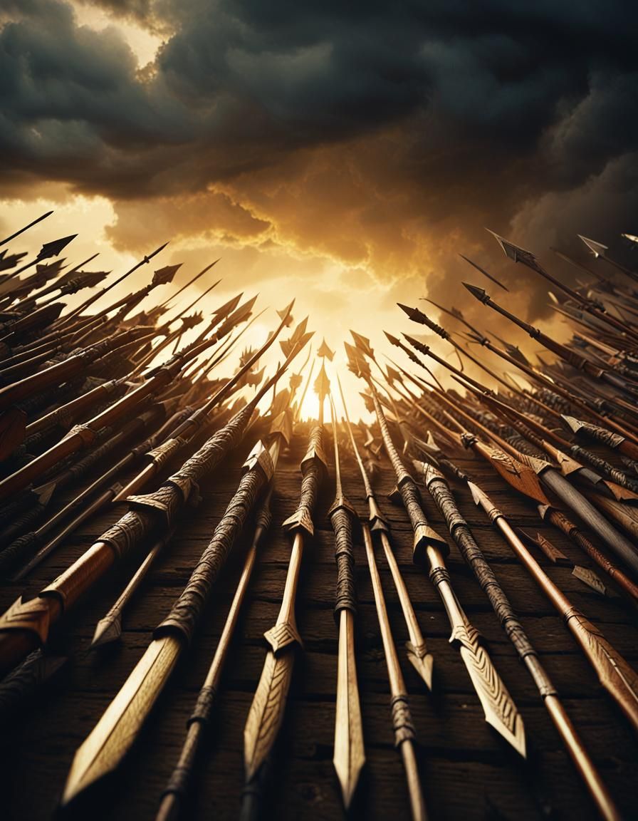 Medieval Arrows Attack in Hyperrealistic Cinematic Style