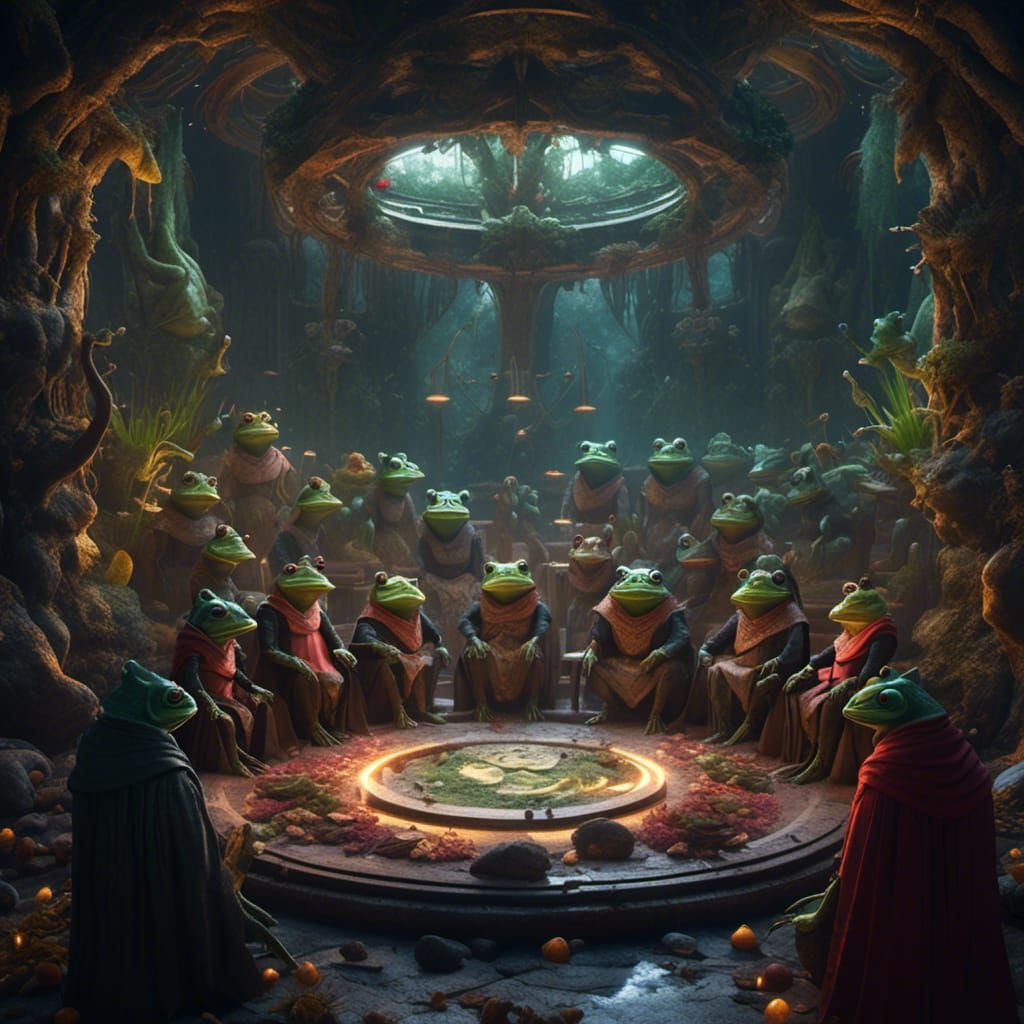 Hyperreal Jedi Council of Frogs Meeting