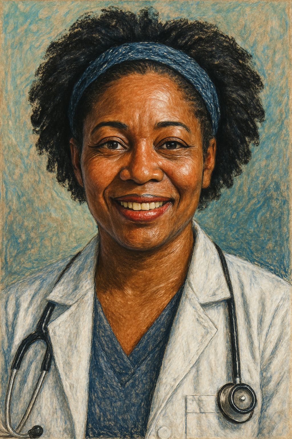 Detailed Oil Pastel Portrait of a Kind Doctor