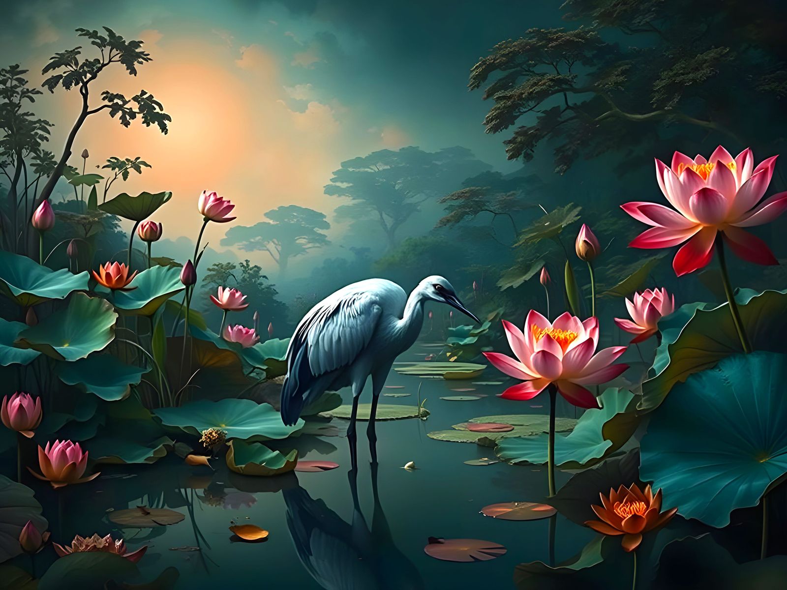 Elegant Azure Lotus Pond in Autumn
