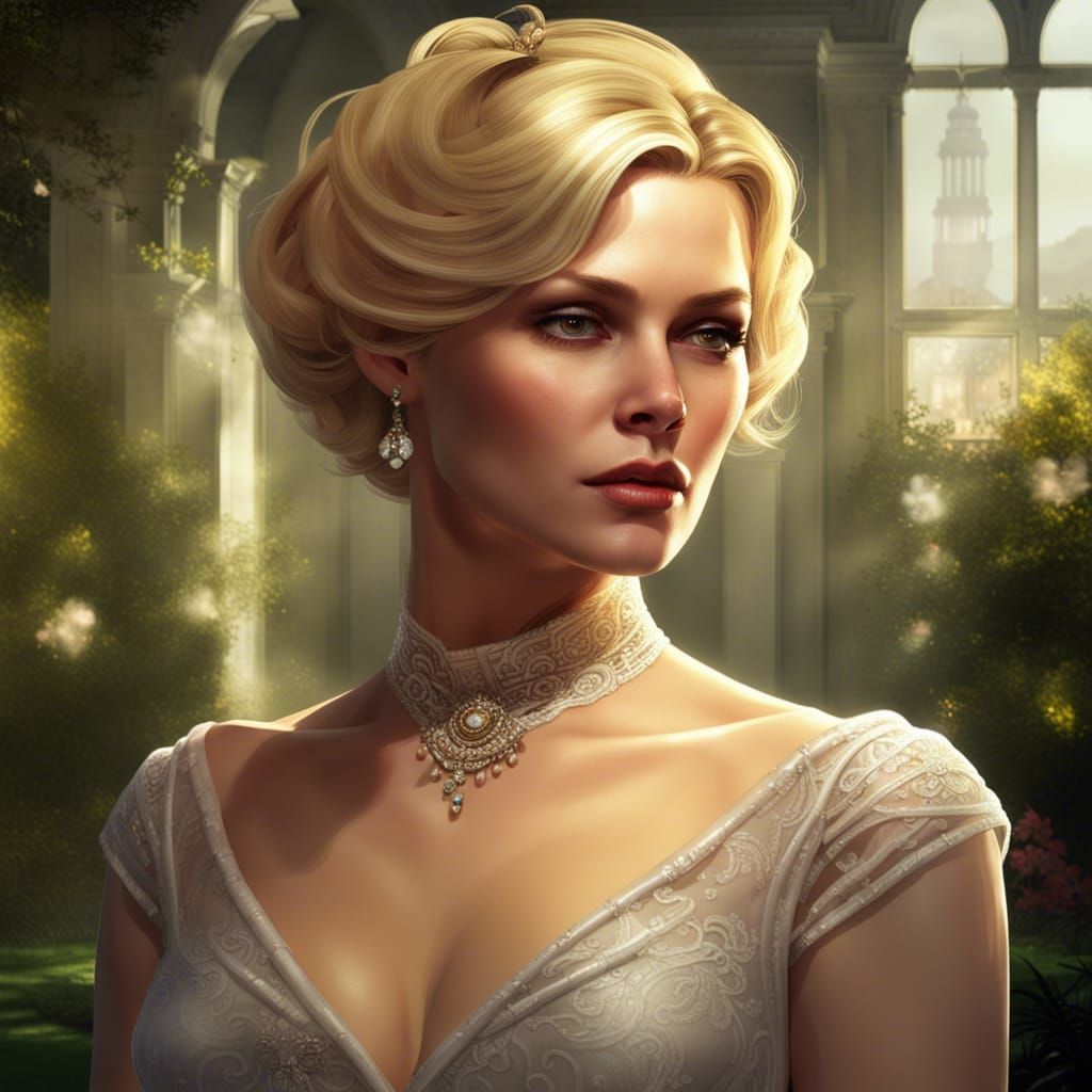 Elegant Countess Portrait with Tiara, Hyperdetailed Art