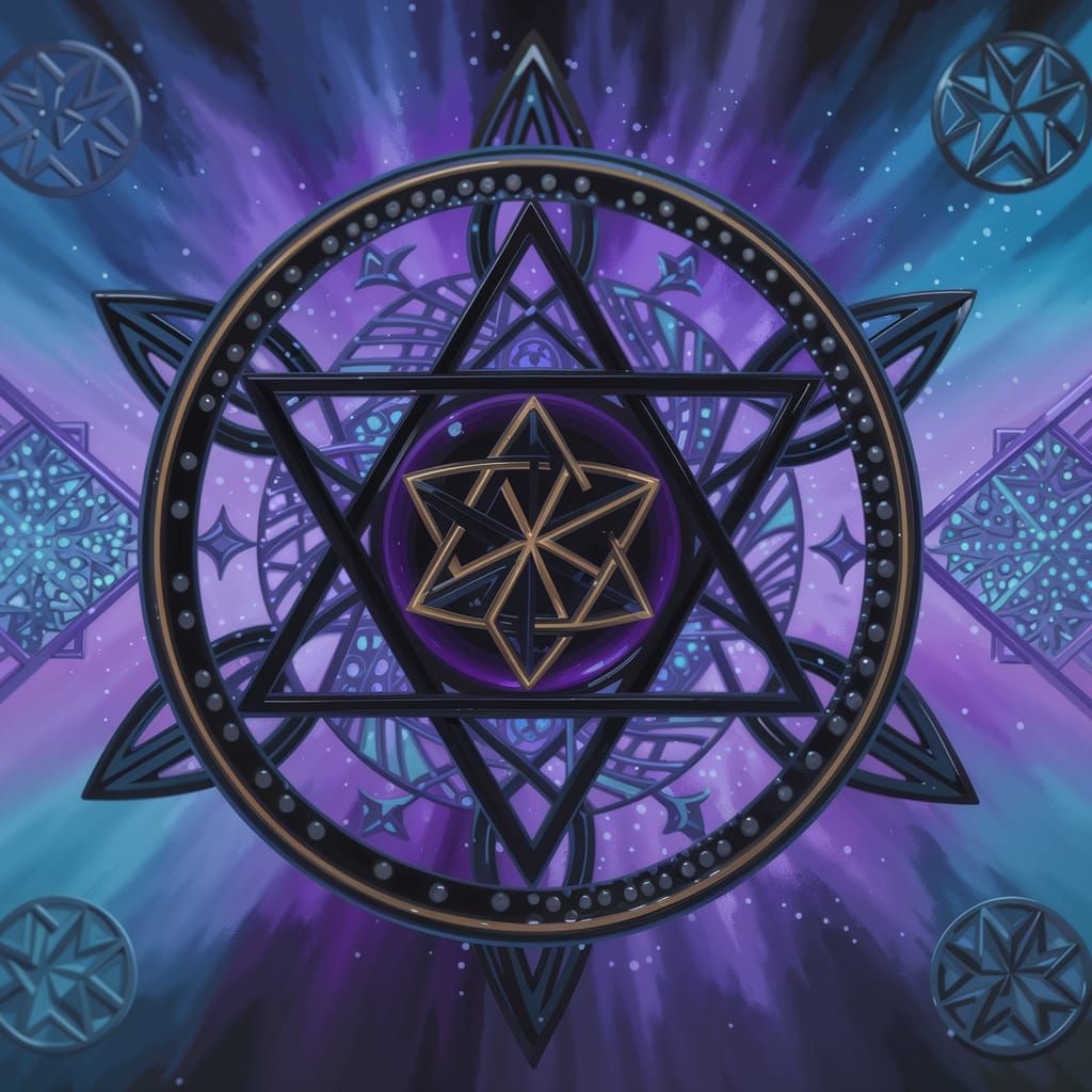 Ethereal Pentagram in Resplendent Aqua and Purple Hues