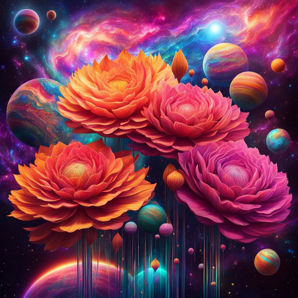 Cosmic Planet: Holographic Astral Illustration