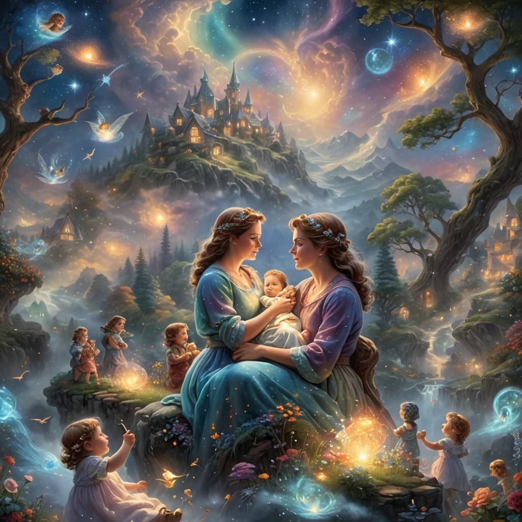 Motherhood: Holographic Astral Cosmic Illustration