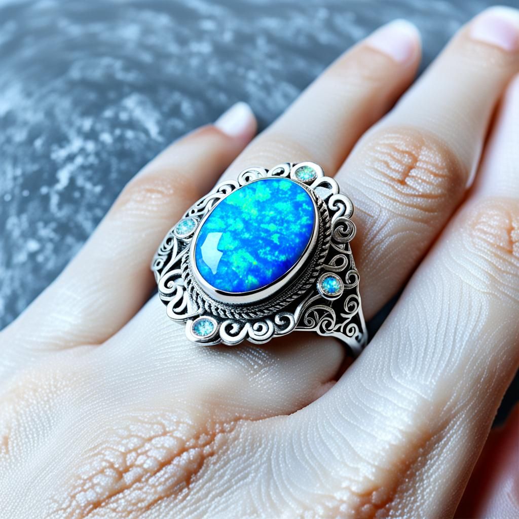 Bright Blue Opal Ring Image