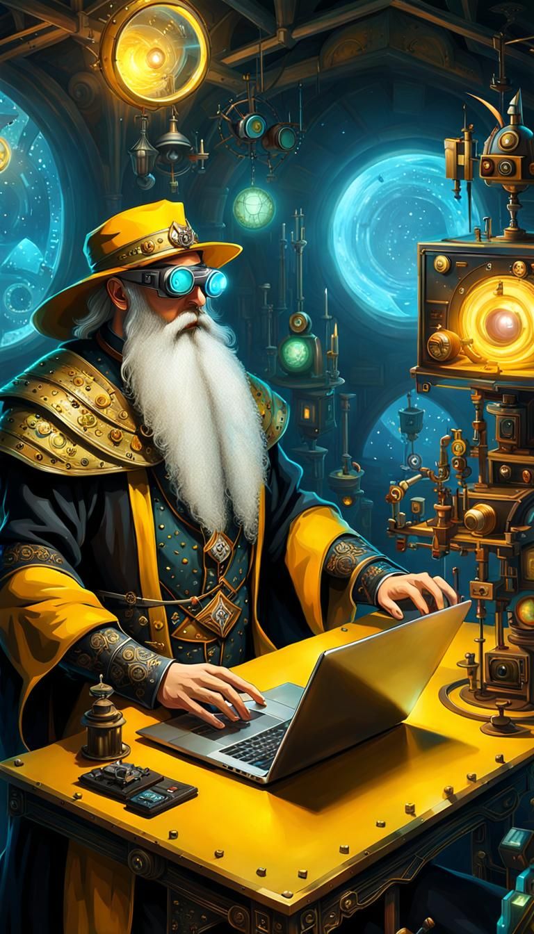 Steampunk Wizard's Cyberpunk Video Conference