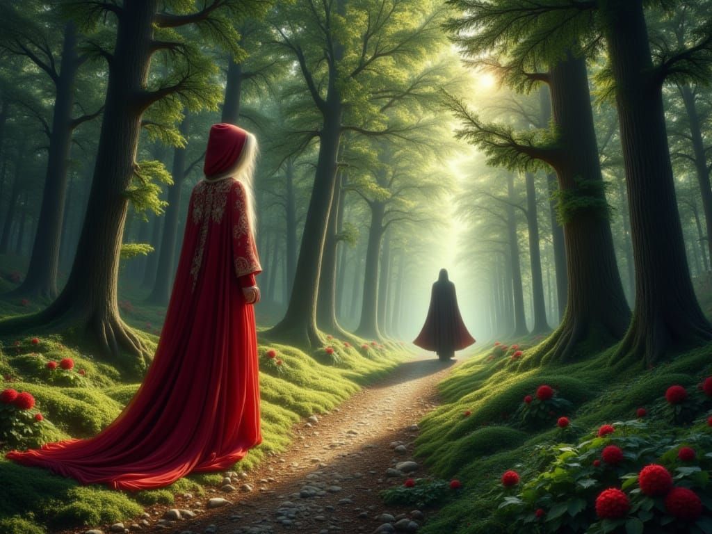 Elegant Little Red Riding Hood Meets the Enigmatic Witcher i...