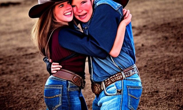 Cowboy and Cowgirl Embrace