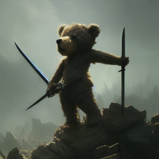 Teddy Bear's Dark Fantasy Battle, Hyperdetailed Art