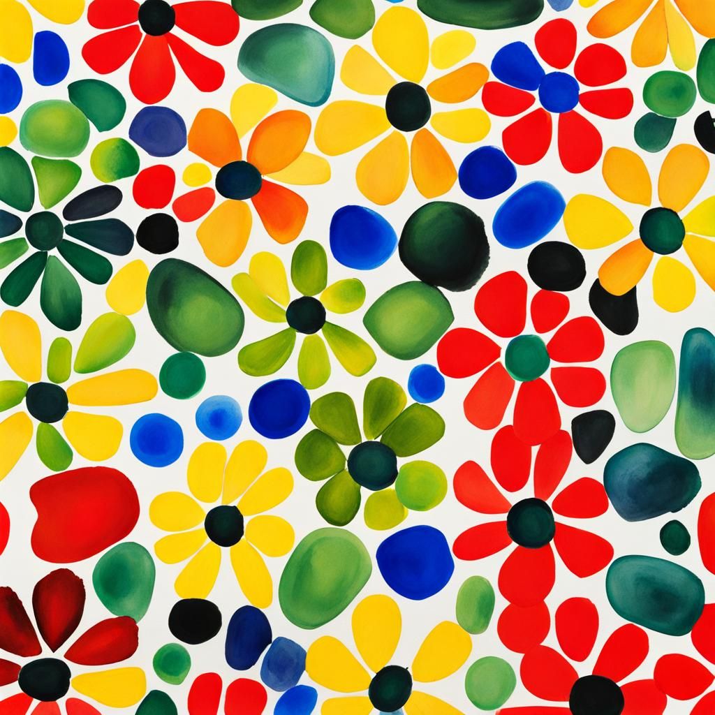 Abstract Floral Painting in Gouache and Watercolor Style