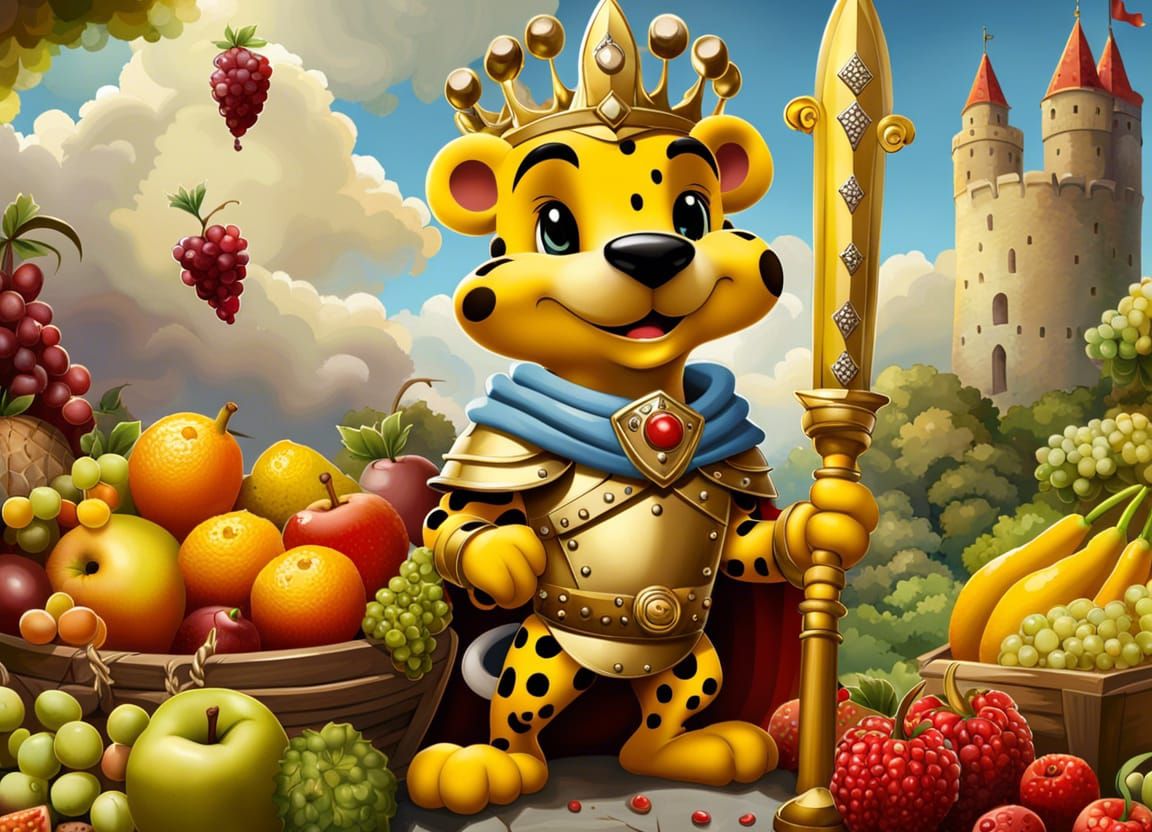 Marsupilami in Medieval Knight Armor at Market