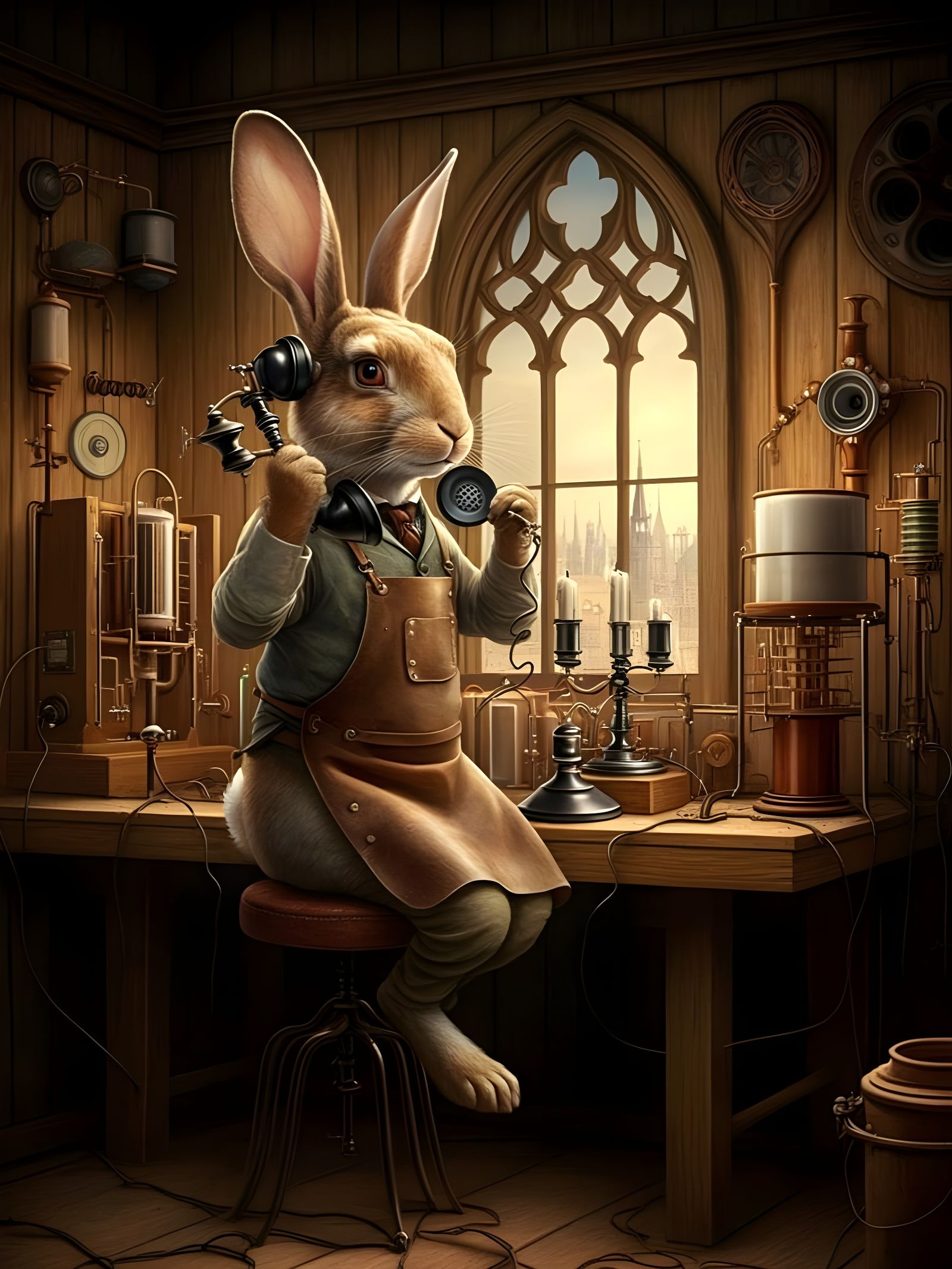 Rabbit Inventor Tests Telephone: Syd Mead Style